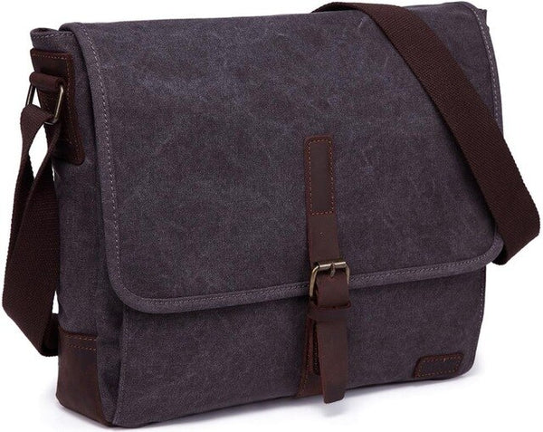 Vintage Small Messenger Bag for Men Leather Canvas Men's Crossbody Shoulder Bag for iPad Water Resistant Bag Top Brand | Vimost Shop.
