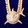 Full Zircon Animal shark head Pendant With 20MM Cuban Chain Necklace Gold Color Charm Men's Hip hop Rock Street Jewelry | Vimost Shop.