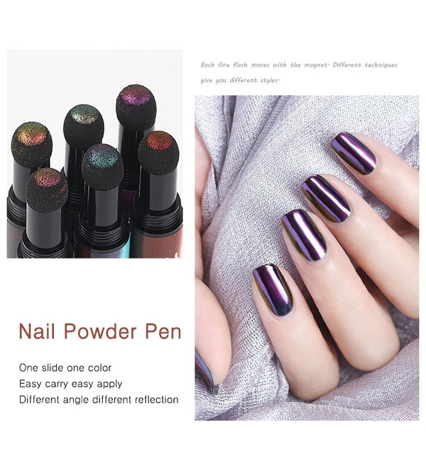 Hot 6 Color Nail Air Cushion Powder Pen Magic Aurora Mirror Effect Nail Polish Gel Pencil Nail Art Chalk Makeup Tool | Vimost Shop.