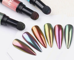 Hot 6 Color Nail Air Cushion Powder Pen Magic Aurora Mirror Effect Nail Polish Gel Pencil Nail Art Chalk Makeup Tool | Vimost Shop.