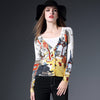 Spring Autumn Drawing Print Lady Long-Sleeve Sweater Cardigans Women V-Neck Casual Knitted Outerwear High Quality