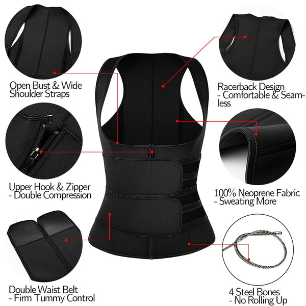 Sweat Waist Trainer Vest Slimming Corset for Weight Loss Body Shaper Sauna Suit Compression Shirt Belly Girdle Tops Shapewear | Vimost Shop.