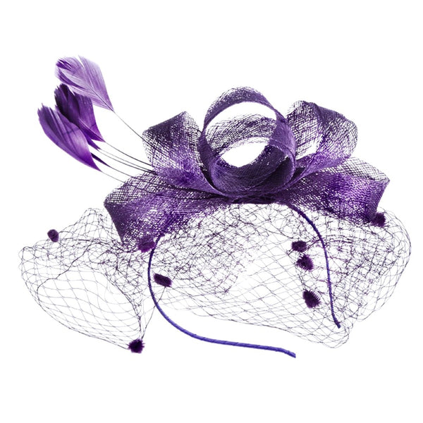 Women Wedding Mesh Hat Fascinator Penny Ribbons Feathers Wedding Party Feather Retro Elegant Hair Bands Hoop Accessories 2020 | Vimost Shop.