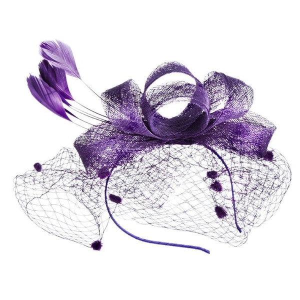 Women Wedding Mesh Hat Fascinator Penny Ribbons Feathers Wedding Party Feather Retro Elegant Hair Bands Hoop Accessories 2020 | Vimost Shop.