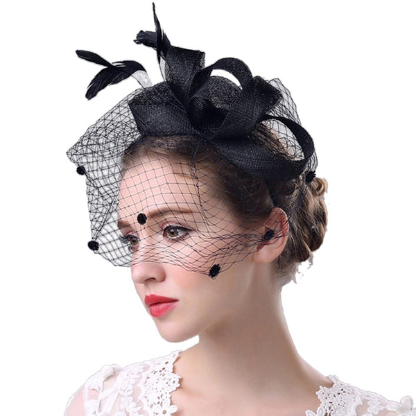 Women Wedding Mesh Hat Fascinator Penny Ribbons Feathers Wedding Party Feather Retro Elegant Hair Bands Hoop Accessories 2020 | Vimost Shop.