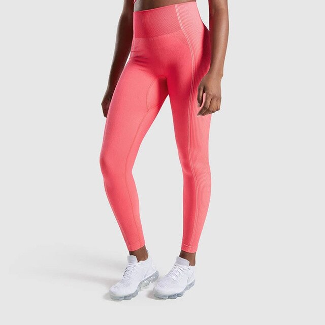 Seamless Striped Sports Yoga Leggings Fitness Training Pants Fashion High Elastics Gym Workout Running Push Up Casual Trousers | Vimost Shop.