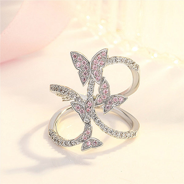 Cute Butterfly Ring For Women Zircon Luxury Finger Shaped Accessorie Fashion Jewelry Korean Version Twist Knucle Rings Femme | Vimost Shop.