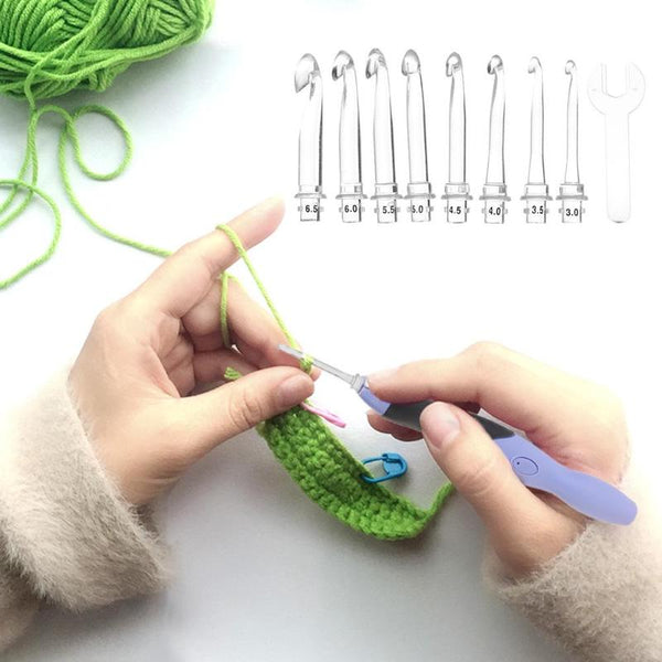 9 in 1 Light Up Crochet Hooks Knitting Needles USB Rechargeable LED Knitting Tools DIY Weaving Sweater Sewing Accessories | Vimost Shop.
