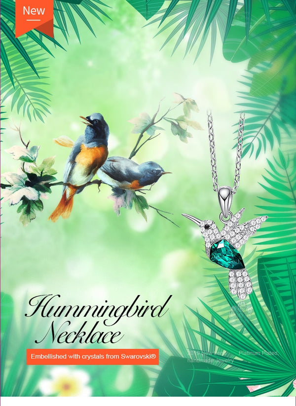 Hummingbird Jewellery 925 Sterling Silver Link Chain Necklace Embellished with Crystal from Swarovski Women Pendant | Vimost Shop.