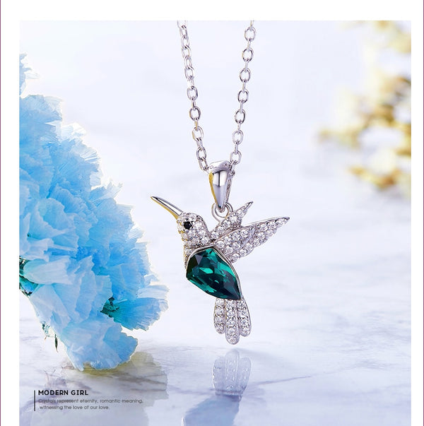 Hummingbird Jewellery 925 Sterling Silver Link Chain Necklace Embellished with Crystal from Swarovski Women Pendant | Vimost Shop.