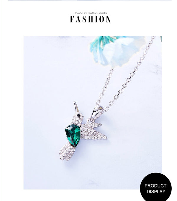 Hummingbird Jewellery 925 Sterling Silver Link Chain Necklace Embellished with Crystal from Swarovski Women Pendant | Vimost Shop.