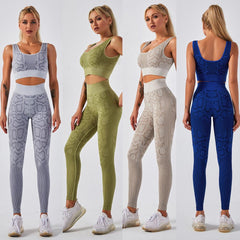 Seamless Snakeskin Print Yoga Set Gym Clothing Fashion Tank Crop Top Leggings Suit Push Up Workout Training Running Tracksuit | Vimost Shop.