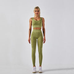 Seamless Snakeskin Print Yoga Set Gym Clothing Fashion Tank Crop Top Leggings Suit Push Up Workout Training Running Tracksuit | Vimost Shop.