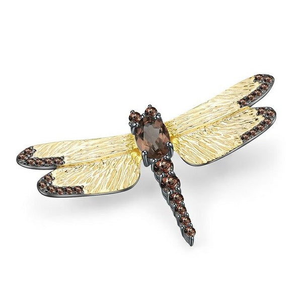 1.41Ct Natural Sky Blue Topaz Brooch 925 Sterling Sliver Handmade Design Dragonfly Brooches For Women Fine Jewelry | Vimost Shop.