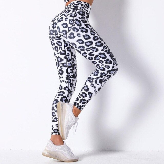 Print Yoga Leggings Seamless High Waist Pants Fashion High Elastic Slim Hips Lifting Trousers Gym Fitness Workout Running Sports | Vimost Shop.