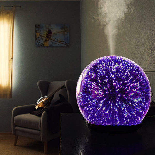 3D Glass Oil Diffuser 200ml Premium Ultrasonic Aromatherapy Oils Humidifier With Amazing LED Night Light Waterless Auto Shut Off | Vimost Shop.