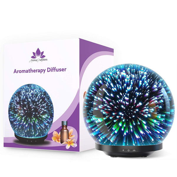 3D Glass Oil Diffuser 200ml Premium Ultrasonic Aromatherapy Oils Humidifier With Amazing LED Night Light Waterless Auto Shut Off | Vimost Shop.