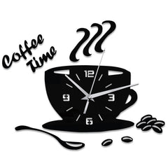 3D Coffee Cup Shape Time Clock DIY Mirror Acrylic Wall Clock Modern Kitchen Digital Wall Stickers Home Decor | Vimost Shop.