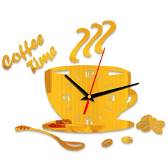 3D Coffee Cup Shape Time Clock DIY Mirror Acrylic Wall Clock Modern Kitchen Digital Wall Stickers Home Decor | Vimost Shop.