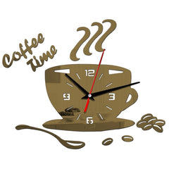 3D Coffee Cup Shape Time Clock DIY Mirror Acrylic Wall Clock Modern Kitchen Digital Wall Stickers Home Decor | Vimost Shop.