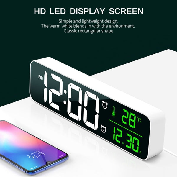 LED Digital Alarm Clock Watch For Bedrooms Table Digital Snooze Electronic USB Desktop Mirror Clocks Home Table Decoration # | Vimost Shop.