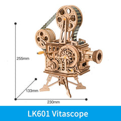 ROKR Hand Crank Projector Classic Film Vitascope 3D Wooden Puzzle Model Building Toys for Children Adult LK601 | Vimost Shop.