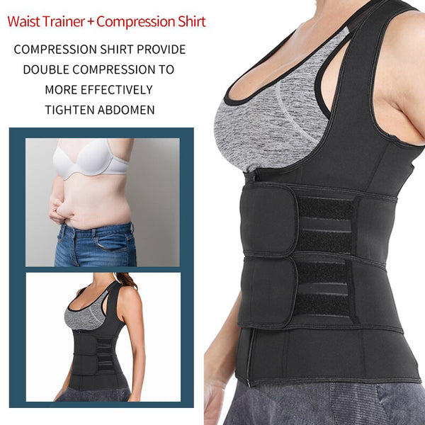 Waist Trainer Neoprene Body Shaper Women Slimming Sheath Double Belt Sweat Shapewear Fat Burning Corset Sauna Vest Trimmer Belt | Vimost Shop.