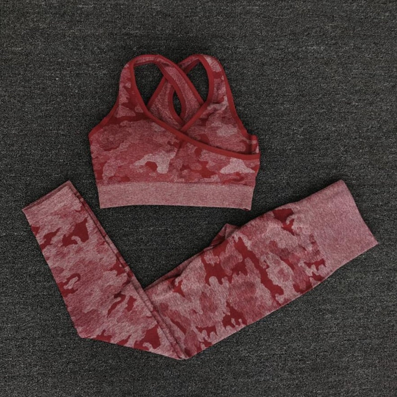 Seamless Camo Print Yoga Set Fitness Gym Sports Bra Crop Top Leggings Suit High Waist Workout Set Jogging Clothing For Women | Vimost Shop.