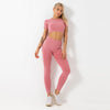 Yoga Gym Suit Seamless Tracksuit For Women Fashion Push Up Workout Running Fitness Suit Short Sleeve Crop Top Leggings Sports | Vimost Shop.