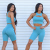 Seamless Solid Sports Yoga Set Gym Fitness Tracksuit Fashion Tank Top Shorts Suit Jogging Workout Training Dance Clothing Suit | Vimost Shop.