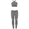 Seamless Yoga Two Piece Set Fashion Sheer Mesh Patchwork Bra Top Leggings Sports Fitness Suit Running Energy Workout Tracksuit | Vimost Shop.