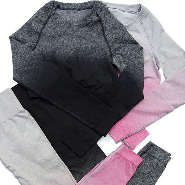 Autumn Sports Yoga Set Seamless Changing Color Gym Fitness Tracksuit Fashion Bra Top And Leggings Set Jogging Workout Clothing | Vimost Shop.