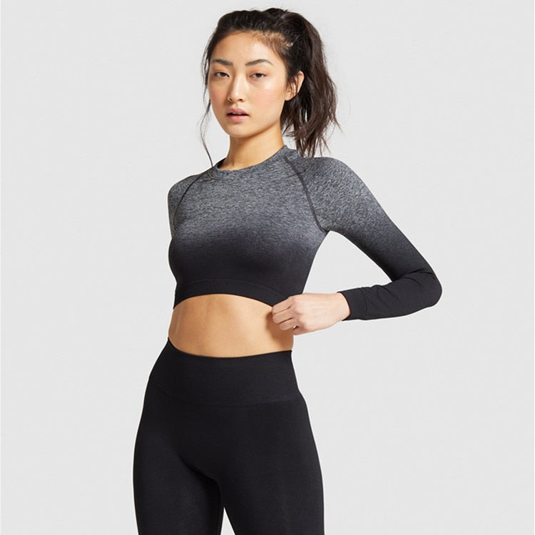 Autumn Sports Yoga Set Seamless Changing Color Gym Fitness Tracksuit Fashion Bra Top And Leggings Set Jogging Workout Clothing | Vimost Shop.
