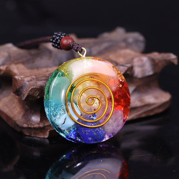 Reversible Orgonite Mixed Chakra Orgone natural stone Pendant Revitalization Relaxation energy enhancing Crystal necklace | Vimost Shop.