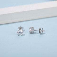 6 Prong Round Stud Earrings Fashion 925 Sterling Silver Jewelry 5mm D Color Moissanite Earrings For Women Wedding | Vimost Shop.