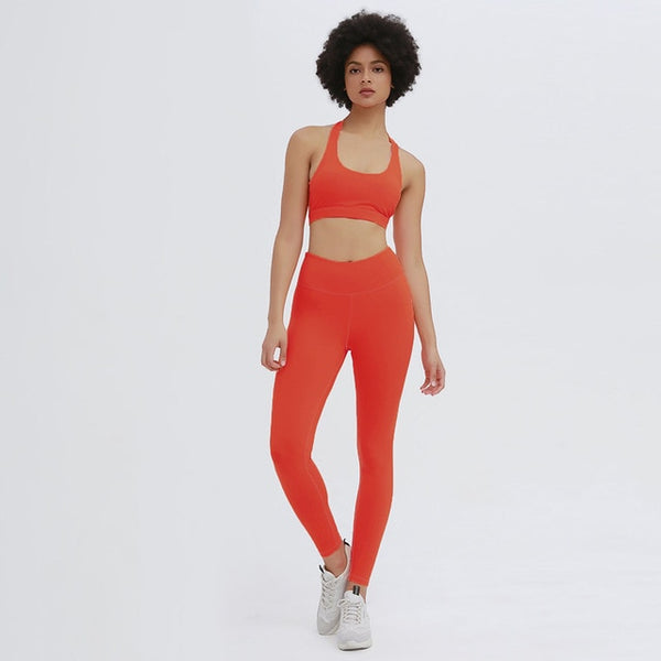 Seamless Yoga Set Women Gym Clothing Halter Tank Crop Top Leggings Tracksuit Push Up Work Out Gym Sportswear Hip Lifting Outfits | Vimost Shop.