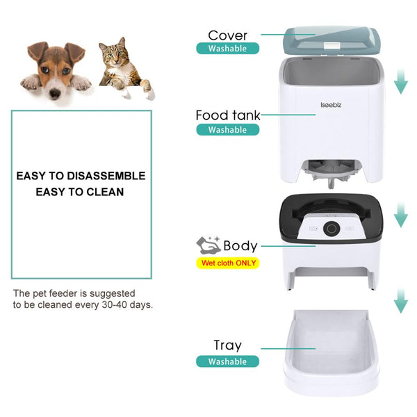 Lseebiz Automatic Pet Feeder 6L Smart Feeder Dog Cat Food Dispenser Voice Recording , Timer Programmable , IR Detect , 8 Meals | Vimost Shop.