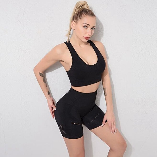 Seamless Yoga Set Women Gym Clothes Bra And Shorts Sportswear Running Dance Training Suit Patchwork Fashion Tracksuit Casual | Vimost Shop.