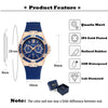 Women's Watches Chronograph Rose Gold Sport Watch Ladies Diamond Blue Rubber Band Xfcs Analog Female Quartz Wristwatch | Vimost Shop.