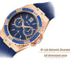 Women's Watches Chronograph Rose Gold Sport Watch Ladies Diamond Blue Rubber Band Xfcs Analog Female Quartz Wristwatch | Vimost Shop.