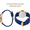 Women's Watches Chronograph Rose Gold Sport Watch Ladies Diamond Blue Rubber Band Xfcs Analog Female Quartz Wristwatch | Vimost Shop.