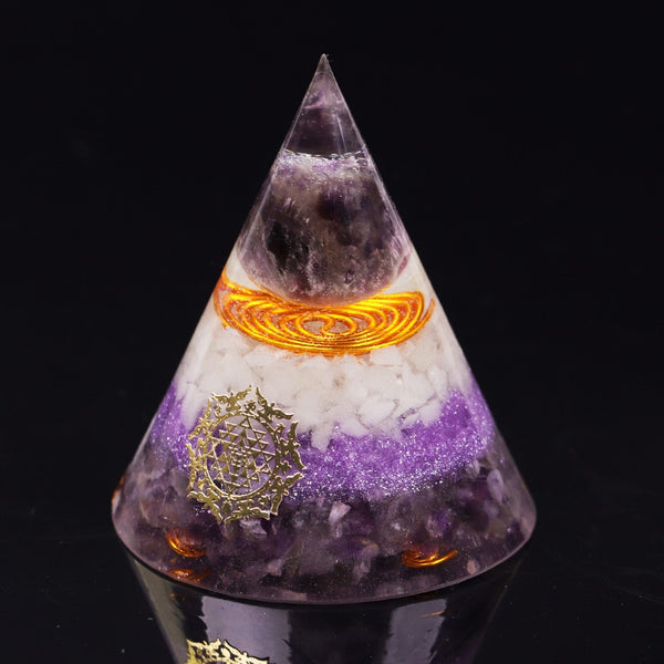 Luminous Orgonite Pyramid Amethystine With Copper Luminous Pyramid Chakra Energy Handmade Orgonite Resin Decorative Craft Jewelr | Vimost Shop.