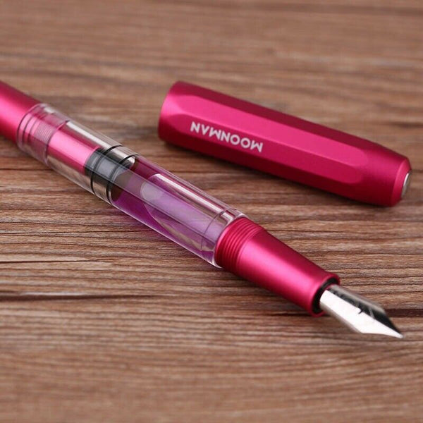 Acrylic/Metal Piston Fountain Pen Aluminum Alloy Fine Nib 0.5mm Large Capacity Pens Office School Stationery Gift | Vimost Shop.