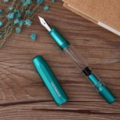 Acrylic/Metal Piston Fountain Pen Aluminum Alloy Fine Nib 0.5mm Large Capacity Pens Office School Stationery Gift | Vimost Shop.