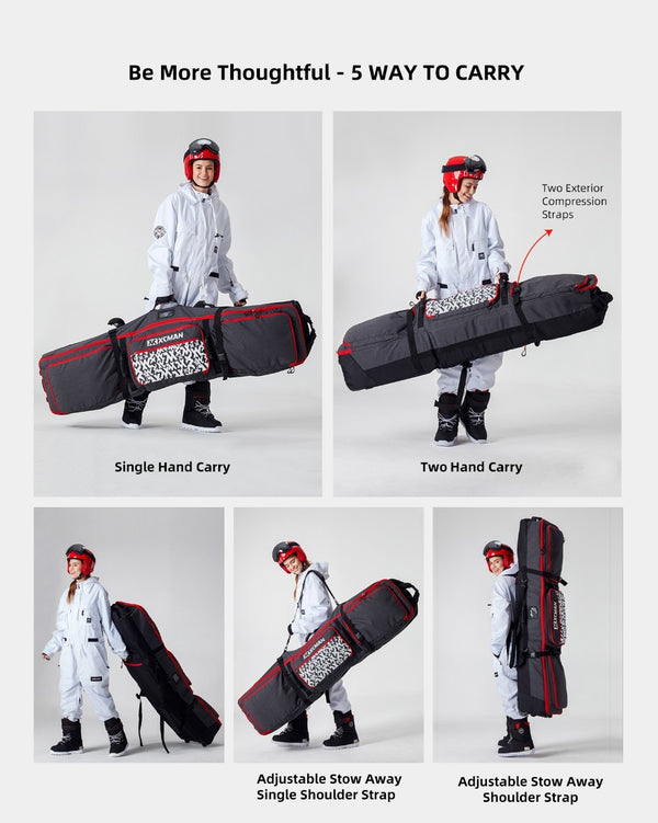 Roller Snowboard Bag with Wheels Adjustable Length for Air Travel - Extra Long/Wide/Deep,Waterpeoof - with ABS Protection | Vimost Shop.