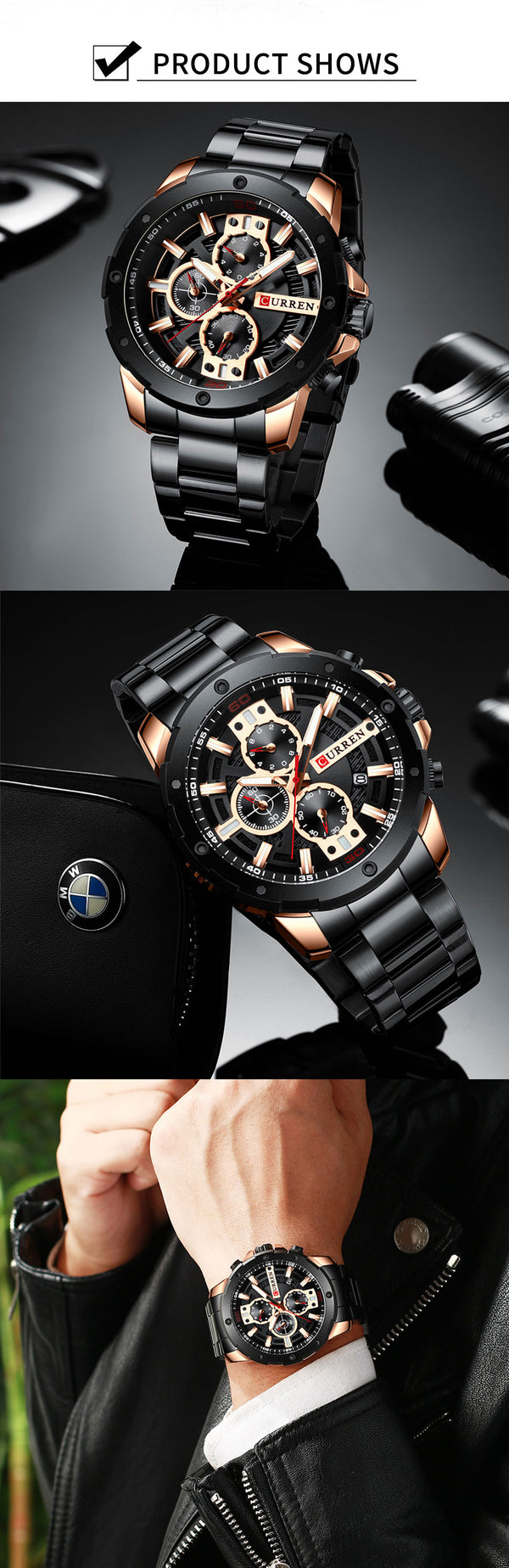 Watch Man Luxury Quartz Watch Sport watches  Stainless Steel Band Gold Business Military Watch Waterproof | Vimost Shop.