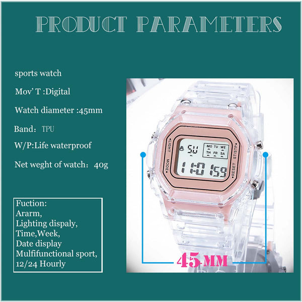 INS Fashion Men Women Watches Casual Transparent Digital Sport Watch Ladies Electronic Watches Kid's Wristwatch relogio digital | Vimost Shop.