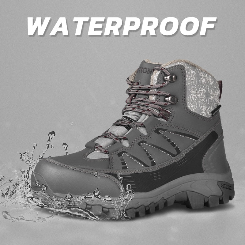 Hiking Shoes Waterproof Mountain Keep Warm Non-slip PU Leather Snow Mountain Hunting Shoes Outdoor Fashion Winter | Vimost Shop.