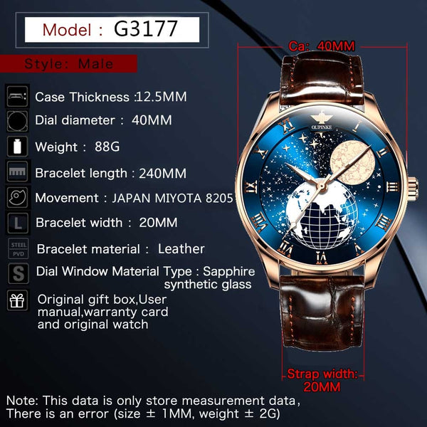 Men's Mechanical Moon Phase Wirst watches Waterproof Top Brand Luxury Automatic Mens watches Sapphire | Vimost Shop.