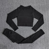 Women&#39;s Sportswear Yoga Sets Ribbed Seamless Long Sleeve Workout Clothes for Women High Waist Sports Legging Long Sleeve Top